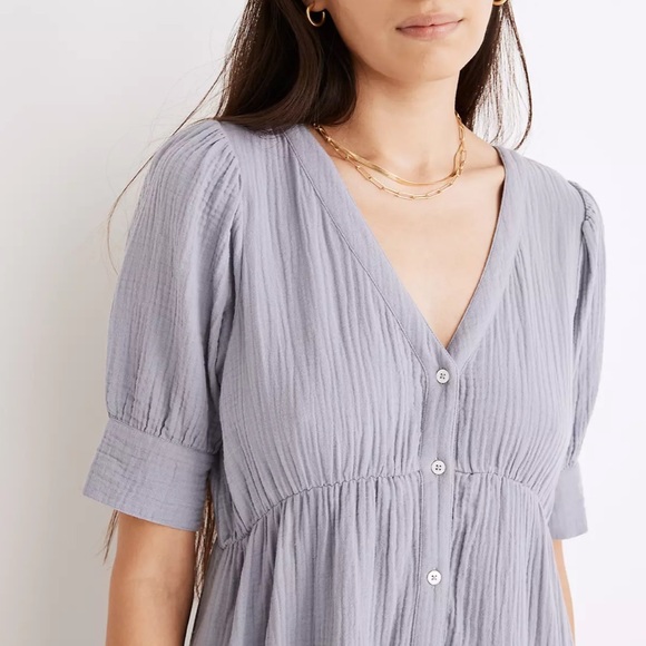 Madewell Petite Lightspun Button-Front Tiered Midi Dress - Picture 4 of 5